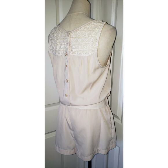 Forever 21 Lace & Tie Bow Belt Cream Jumpsuit Romper Women Size Medium M - Picture 6 of 11